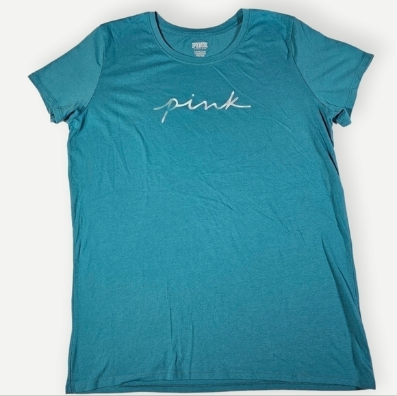 Victoria's Secret Pink Shirt Casual Crew Neck Short Sleeve Pullover Blue XL - Picture 5 of 6